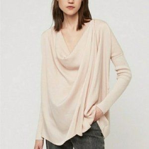 All Saints Erma Cowl Neck Sweater Petal Pink M